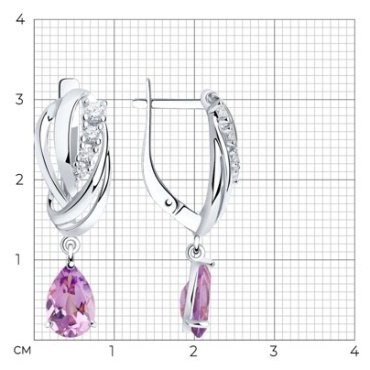 Серьги SOKOLOV 92022259 вес 4.09 г серебро, аметист, фианит купить,27000