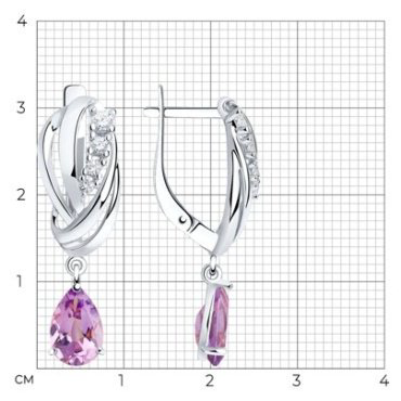 Серьги SOKOLOV 92022259 вес 4.09 г серебро, аметист, фианит купить,27000