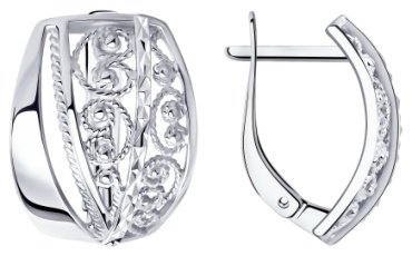 Серьги Diamant 94-120-00638-1 вес 3.89 г серебро, без вставок купить,25650