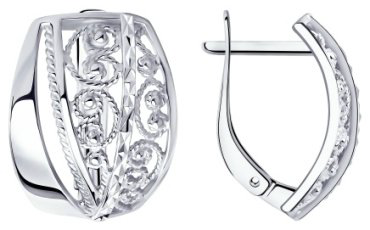 Серьги Diamant 94-120-00638-1 вес 3.89 г серебро, без вставок купить,25650
