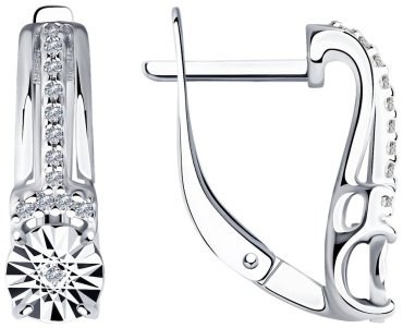 Серьги SOKOLOV 87020061 вес 3.02 г серебро, бриллиант, фианит купить,25168