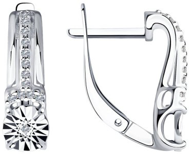 Серьги SOKOLOV 87020061 вес 3.02 г серебро, бриллиант, фианит купить,25168