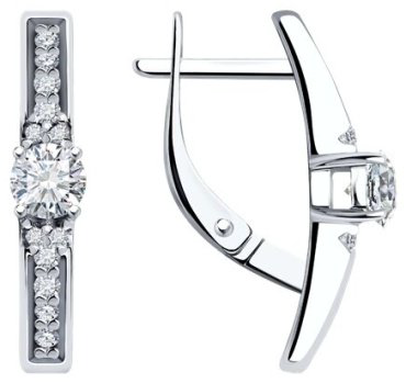 Серьги Diamant 94-120-01604-1 вес 2.93 г серебро, фианит купить,19464