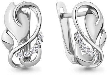 Серьги AQUAMARINE 49212А вес 2.56 г серебро, фианит купить,24240