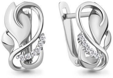 Серьги AQUAMARINE 49212А вес 2.56 г серебро, фианит купить,24240