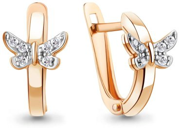 Серьги AQUAMARINE 400042А вес 2.2 г серебро, фианит купить,21470