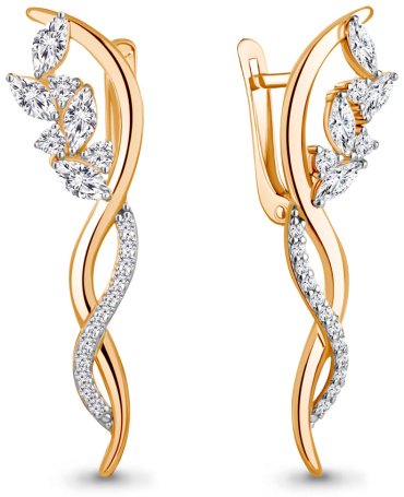 Серьги AQUAMARINE 400156А.6 вес 4.1 г серебро, фианит купить,45144