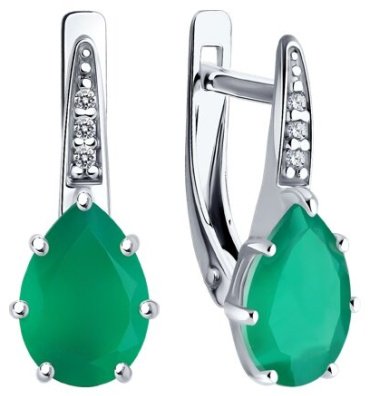 Серьги Diamant 94-320-02059-4 вес 2.27 г серебро, агат, фианит купить,NaN