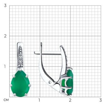 Серьги Diamant 94-320-02059-4 вес 2.27 г серебро, агат, фианит купить,NaN