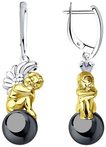 Серьги SOKOLOV 94025063 вес 7.38 г серебро, фианит купить,35268