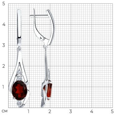 Серьги SOKOLOV 92022253 вес 5.11 г серебро, фианит, гранат купить,36530