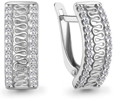 Серьги AQUAMARINE 400142А_a вес 2.63 г серебро, фианит купить,32627
