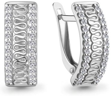 Серьги AQUAMARINE 400142А_a вес 2.63 г серебро, фианит купить,32627