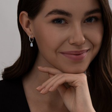 Серьги SOKOLOV 92022742 вес 2.43 г серебро, фианит, топаз купить,28728