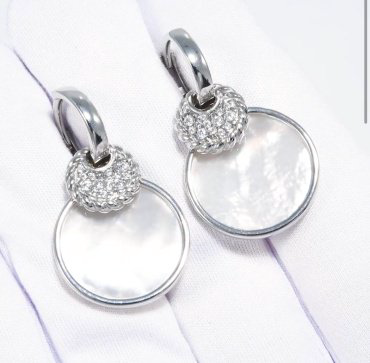 Серьги Diamant 94-321-02303-1 вес 6.69 г серебро, фианит, перламутр купить,45090