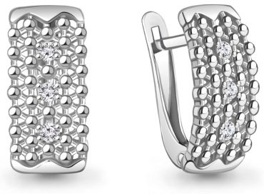 Серьги AQUAMARINE 400276А_a вес 2.44 г серебро, фианит купить,21470