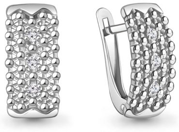 Серьги AQUAMARINE 400276А_a вес 2.44 г серебро, фианит купить,21470