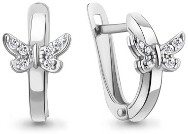 Серьги AQUAMARINE 400042А вес 2.2 г серебро, фианит купить,21470