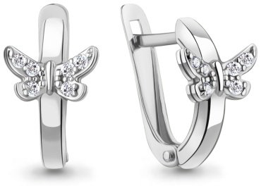 Серьги AQUAMARINE 400042А вес 2.2 г серебро, фианит купить,21470