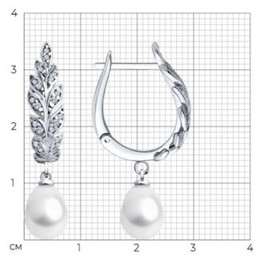 Серьги SOKOLOV 92022966 вес 5.84 г серебро, жемчуг, фианит купить,30873