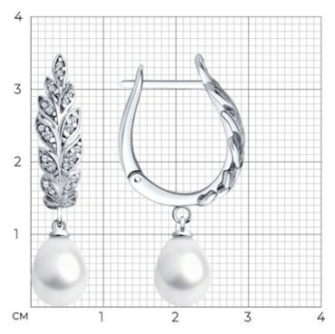 Серьги SOKOLOV 92022966 вес 5.84 г серебро, жемчуг, фианит купить,30873