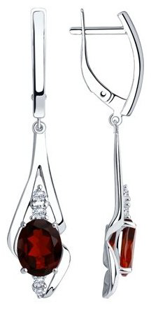 Серьги SOKOLOV 92022253 вес 4.93 г серебро, фианит, гранат купить,36423