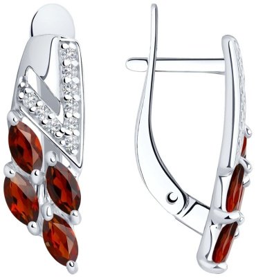 Серьги SOKOLOV 92021760-sk22 вес 2.89 г серебро, фианит, гранат купить,26546