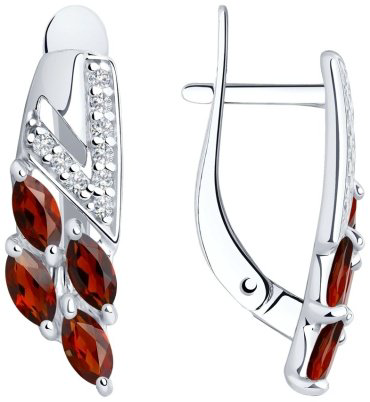 Серьги SOKOLOV 92021760-sk22 вес 2.89 г серебро, фианит, гранат купить,26546