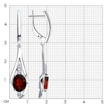 Серьги SOKOLOV 92022253 вес 4.93 г серебро, фианит, гранат купить,36423