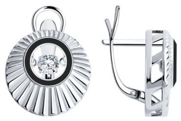 Серьги Diamant 94-120-01875-1_s вес 6.15 г серебро, эмаль, фианит купить,17353