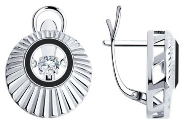 Серьги Diamant 94-120-01875-1_s вес 6.15 г серебро, эмаль, фианит купить,17353