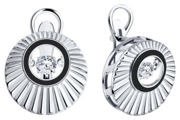 Серьги Diamant 94-120-01875-1_s вес 6.15 г серебро, эмаль, фианит купить,17353