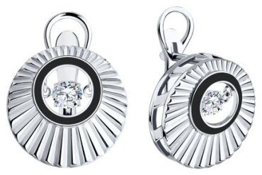 Серьги Diamant 94-120-01875-1_s вес 6.15 г серебро, эмаль, фианит купить,17353