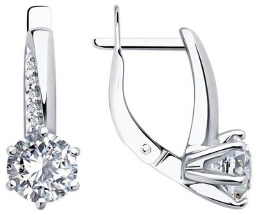 Серьги Diamant 94-120-02134-1 вес 3 г серебро, фианит купить,13621