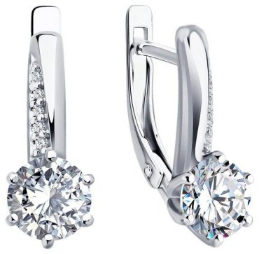 Серьги Diamant 94-120-02134-1 вес 3 г серебро, фианит купить,13621