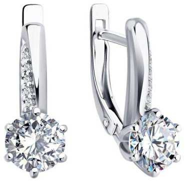 Серьги Diamant 94-120-02134-1 вес 3 г серебро, фианит купить,13621