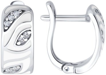 Серьги SOKOLOV 94027040 вес 2.93 г серебро, фианит, эмаль купить,22572