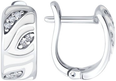 Серьги SOKOLOV 94027040 вес 2.93 г серебро, фианит, эмаль купить,22572