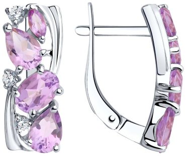 Серьги SOKOLOV 92022129-sk18 вес 3.17 г серебро, аметист, фианит купить,27855