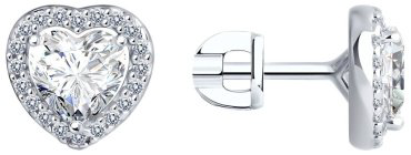 Пусеты SOKOLOV 94025764 вес 2.48 г серебро, фианит купить,NaN