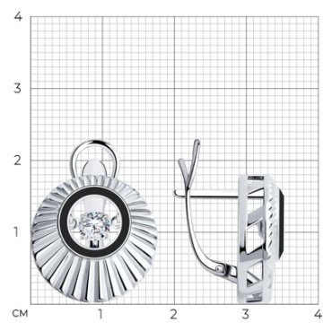 Серьги Diamant 94-120-01875-1_s вес 6.15 г серебро, эмаль, фианит купить,17353