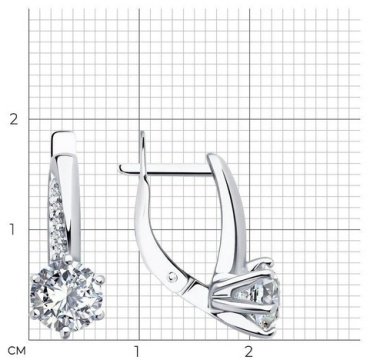 Серьги Diamant 94-120-02134-1 вес 3 г серебро, фианит купить,13621