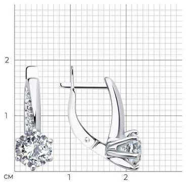 Серьги Diamant 94-120-02134-1 вес 3 г серебро, фианит купить,13621