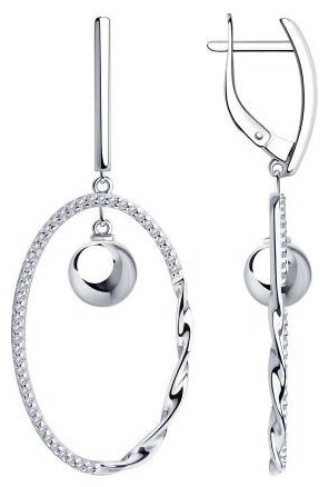 Серьги SOKOLOV 94023920 вес 6.9 г серебро, фианит купить,30157