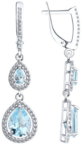 Серьги Diamant 94-321-02047-1 вес 4.52 г серебро, фианит купить,38025