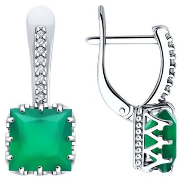 Серьги SOKOLOV 92022919 вес 3.79 г серебро, агат, фианит купить,NaN