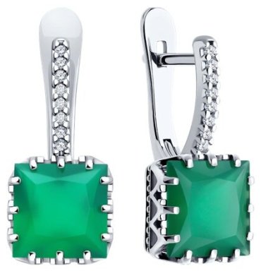 Серьги SOKOLOV 92022919 вес 3.79 г серебро, агат, фианит купить,NaN