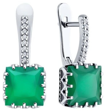 Серьги SOKOLOV 92022919 вес 3.79 г серебро, агат, фианит купить,NaN