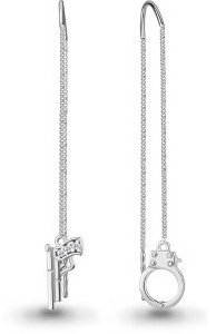 Серьги-цепочки AQUAMARINE 49105А вес 1.01 г серебро, фианит купить,8989