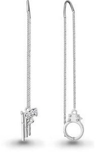Серьги-цепочки AQUAMARINE 49105А вес 1.01 г серебро, фианит купить,8989